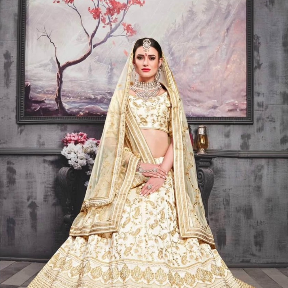 Elegant Gold and Cream Lehenga